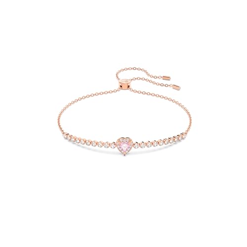 One bracelet, Heart, Pink, Rose gold-tone finish