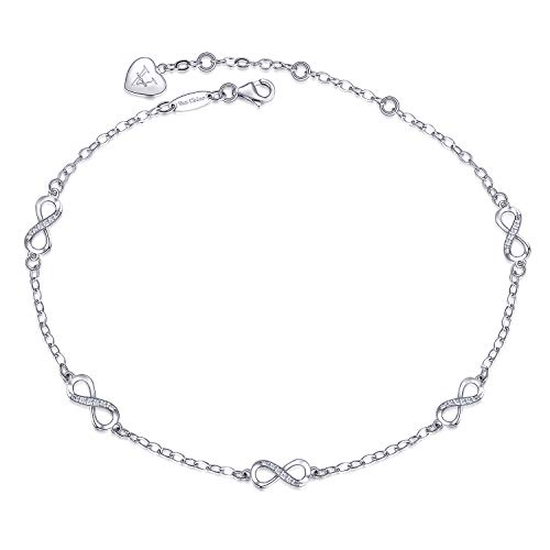 Ankle Bracelets for Women S925 Sterling Silver Infinity Anklets for Women Adjustable Foot Ankle Bracelet