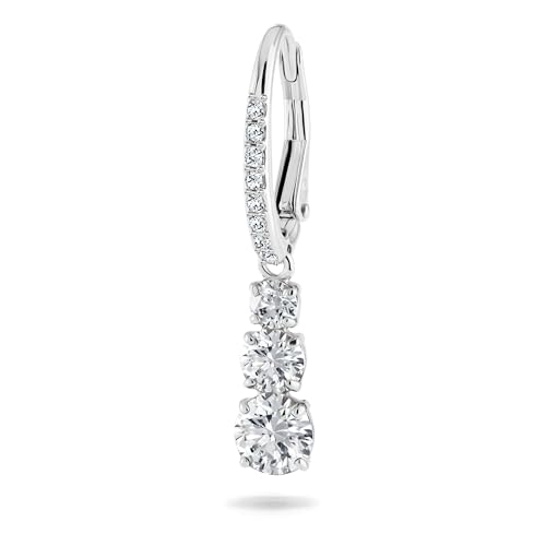 Stilla Attract Trilogy Drop Pierced Earrings with White Crystals on a Rhodium Plated Setting with Hinged Closure - Image 4