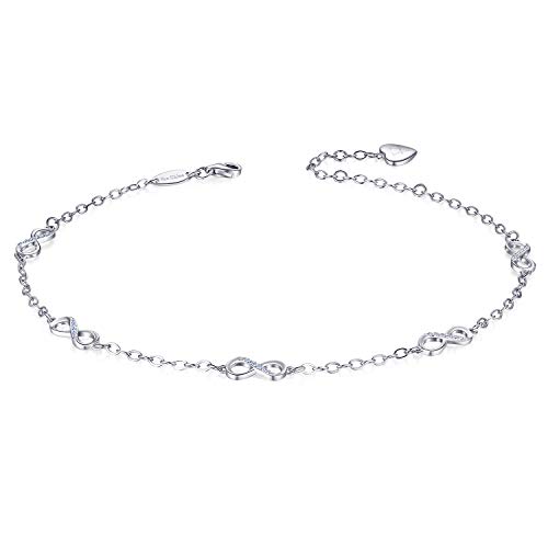 Ankle Bracelets for Women S925 Sterling Silver Infinity Anklets for Women Adjustable Foot Ankle Bracelet - Image 3